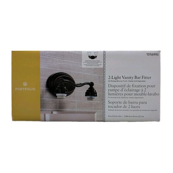 Portfolio 2-Light Bronze Transitional Vanity Light Bar V813-2WD8Z (D5) - Picture 1 of 12